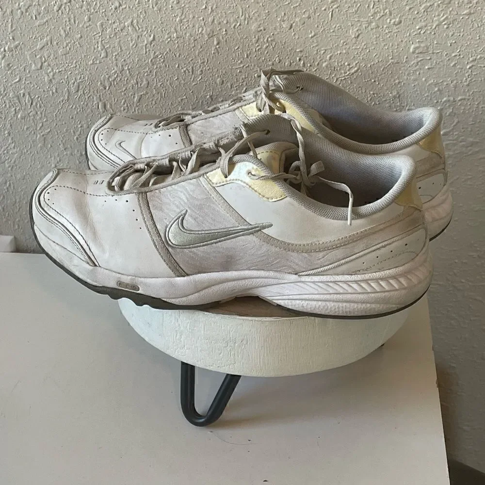Used Nike Womens Air Miler Running Shoes White/Yellow Gold Low Top Size 8